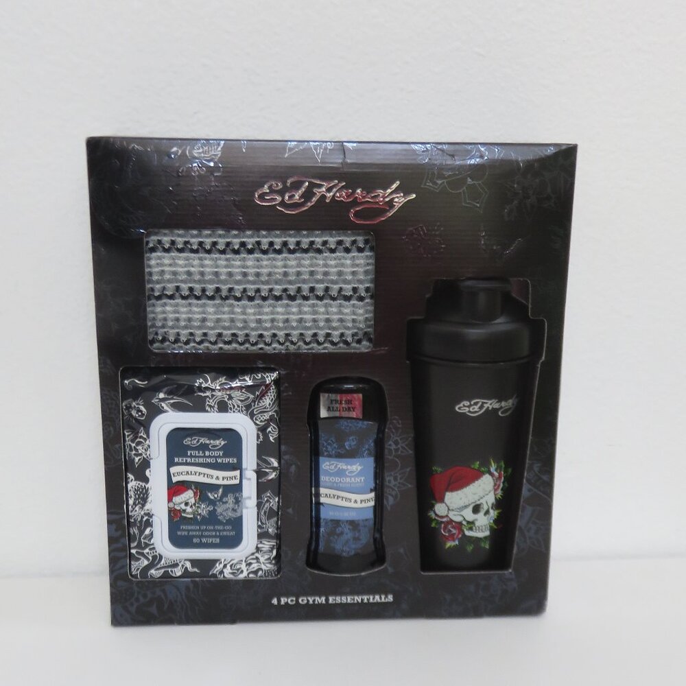 ED HARDY Eucalyptus & pine Fragrance 4PCS Gym Essentials GIFT SET